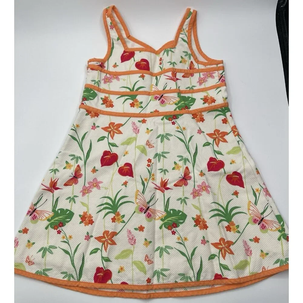 Vintage Gymboree Dress Girls Size 3 Floral‎ Orange Red Butterflies